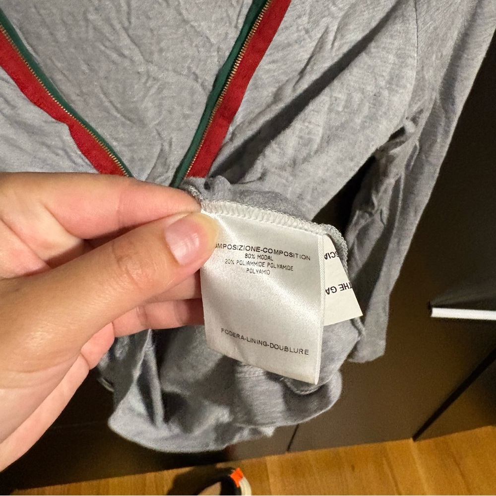 Gucci Gray Long Sleeve Top with Red and Green Accents Zip Up Top - Picture 5 of 7